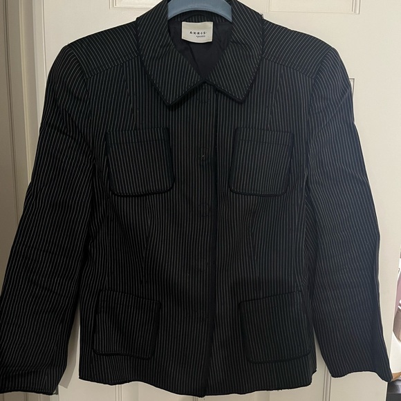 Akris Punto Stretch Darkest Blue with Gold Pinstripe Blazer - Picture 2 of 6